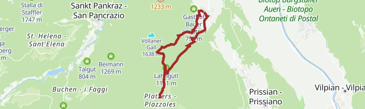 Route map: Foiana - Gruberhof - Plazzoles